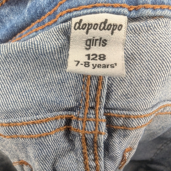 Girls Size Medium 7/8 Jeans With Owl Patch & Green Denim Crazy 8 Eyelet Jacket - Picture 9 of 11